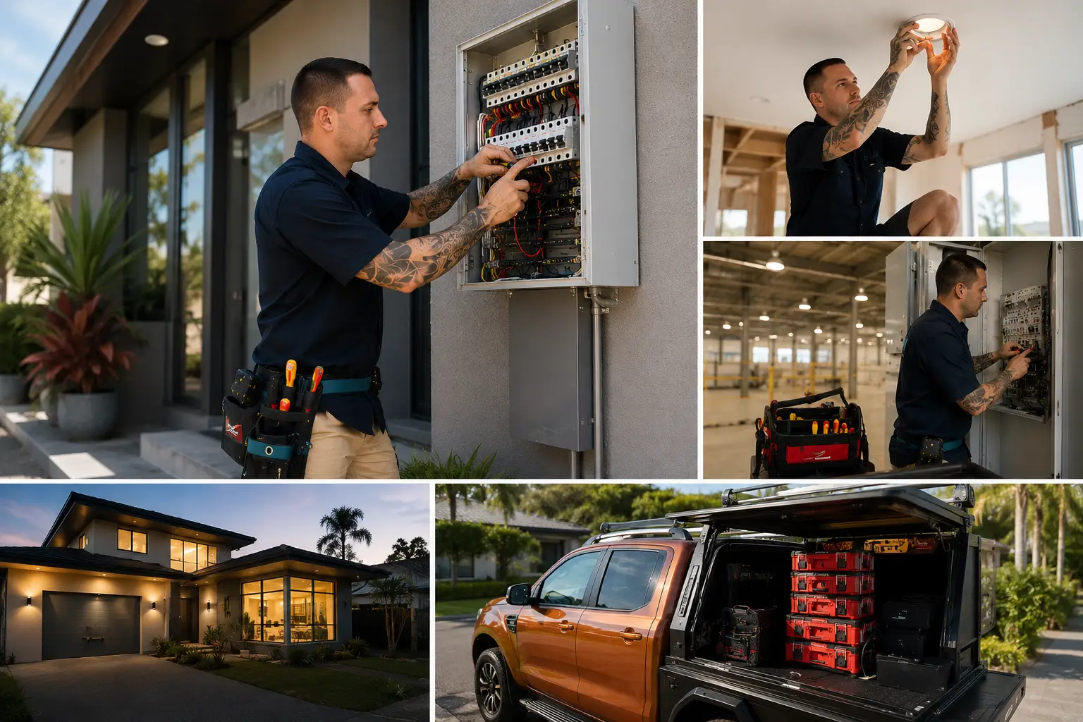 professional electrician performing residential and commercial electrical work